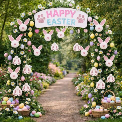 Jenaai 18 Pcs Easter Glitter Bunny Hanging Decorations Bunny Tree Ornaments Plush Rabbit Butt Ears Decor Spring DIY Crafts Tree Ornaments Easter Party Favors Home Decoration in Saudi Arabia
