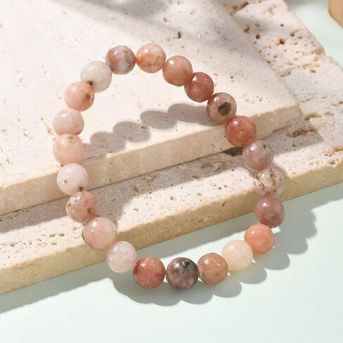1 Pc Jade Beaded Bracelet, Natural Plum Blossom Jade Beads Stretch Bracelets Round Beaded Strand Stretch Bracelet Multilayered Bracelet Set for Man Women Trendy Costume Jewelry Gifts in Saudi Arabia