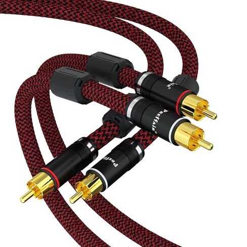 Preffair Audio/Video RCA Wires with Copper Silver Plated Conductor Cable Male to Male RCA Connectors Shielded Interconnect Cables/2 Pcs (3.3FT/1M, Silver Plated) in Kuwait