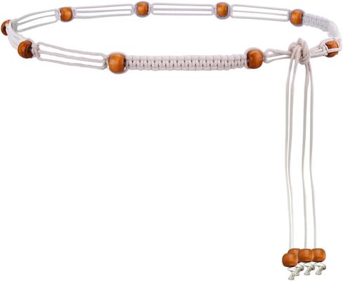 Kefley Beaded Rope Belt for Women Thin Woven Braided Waist Belts for Dress Bohemian Tie Belt Waistband Brown Beige in Saudi Arabia