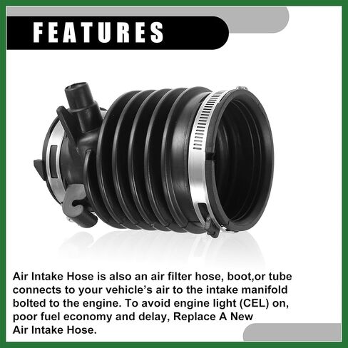 أنبوب خرطوم مدخل منظف الهواء من Motoforti مع مشابك 17228R70A01 - السيارة - أنبوب خرطوم مدخل هواء فلتر المحرك - لسيارة Honda Accord 3.5L V6 2010-2012 مطاطي أسود - قطعة واحدة تدوم طويلاً in Saudi Arabia
