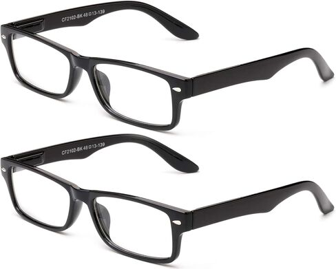 Clear Lens Glasses Black Frame Spring Hinged Rectangular Glasses Frame Men Women with Pouch in Saudi Arabia