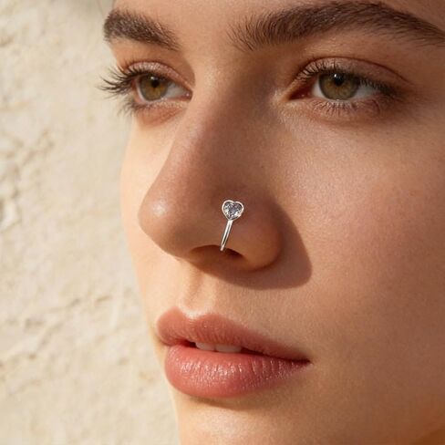 Vintage Crystal Heart Nose Ring Gold Cz Heart Nose Cuff Crystal Septum Nose Rings U Shaped Clip On Nose Stud Cz Hoop Nose Piercing Jewelry for Women in Kuwait