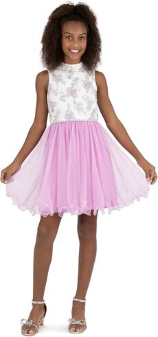 Speechless Girls' Sleeveless Caviar Glitter Mesh Tulle Party Dress in Saudi Arabia