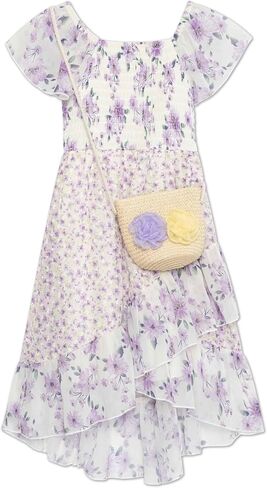 Speechless Girls' Flutter Sleeve Midi Dress and Purse in Saudi Arabia