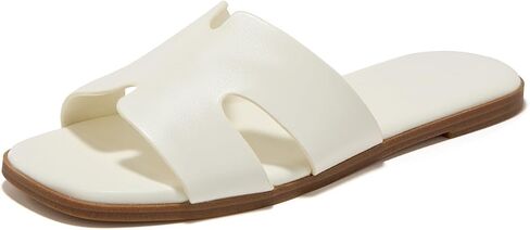 Women's Flat Sandals Square Open Toe Slide Sandal Slip on Comfortable Summer Shoes in Saudi Arabia