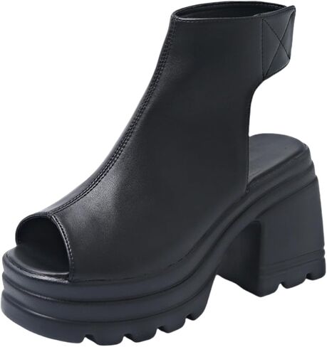 Women's large-size black fashionable chunky heel sandals, slip-on design, breathable, suitable for various occasions in Saudi Arabia