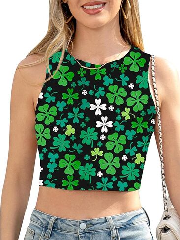 المرأة المحاصيل الأعلى تانك القمم بلا أكمام القمصان المطبوعة in Kuwait