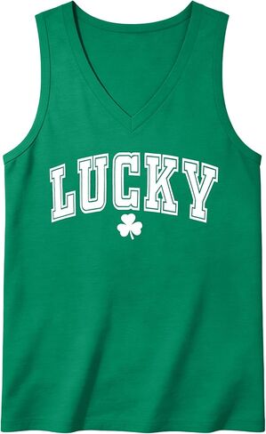 St Patricks Day Tank Tops for Women: Lucky Charms Shirt Shamrock Tshirts Irish Sleeveless Tees in Saudi Arabia