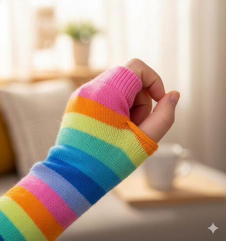 Rainbow Socks Women Knee High Socks Girls Striped Long Colorful Arm Leg Warmer Fingerless Gloves Set Party Accessories in Kuwait