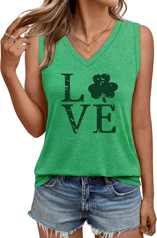 St Patricks Day Tank Tops for Women: Lucky Charms Shirt Shamrock Tshirts Irish Sleeveless Tees in Saudi Arabia