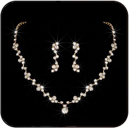 JAKAWIN Bride Wedding Jewelry Set Silver Bridal Necklace Earrings Set Crystal Rhinestone Necklace for Women NK330 in Saudi Arabia