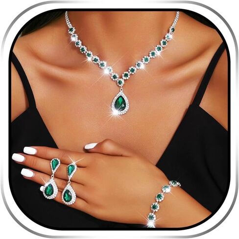 JAKAWIN Bridal Wedding Jewelry Set Rhinestone Prom Necklace Earring Set for Women in Saudi Arabia