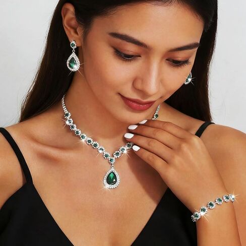 JAKAWIN Bridal Wedding Jewelry Set Rhinestone Prom Necklace Earring Set for Women in Saudi Arabia