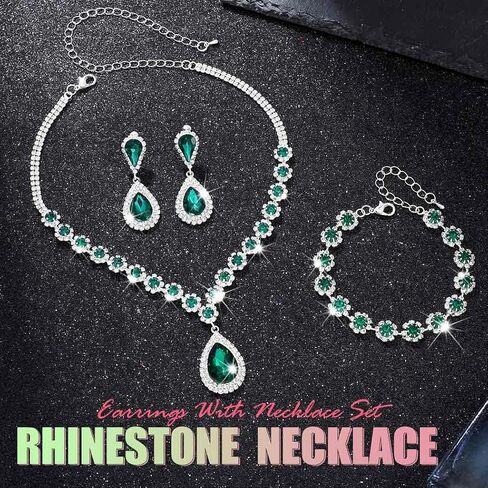 JAKAWIN Bridal Wedding Jewelry Set Rhinestone Prom Necklace Earring Set for Women in Saudi Arabia
