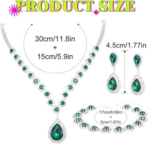 JAKAWIN Bridal Wedding Jewelry Set Rhinestone Prom Necklace Earring Set for Women in Saudi Arabia