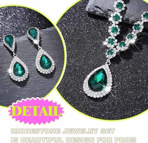 JAKAWIN Bridal Wedding Jewelry Set Rhinestone Prom Necklace Earring Set for Women in Saudi Arabia