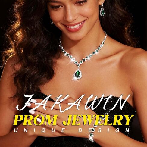 JAKAWIN Bridal Wedding Jewelry Set Rhinestone Prom Necklace Earring Set for Women in Saudi Arabia