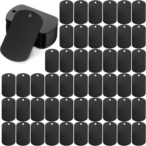 100 Pcs Black Anodized Aluminum Engraving Blank Dog Tags, Stamping Blanks, DIY Craft Metal Tags, Laser Engraving Blanks, Personalized Keychain Pendants in Saudi Arabia