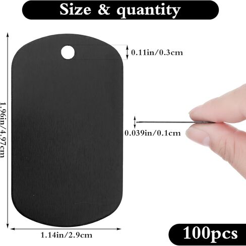 100 Pcs Black Anodized Aluminum Engraving Blank Dog Tags, Stamping Blanks, DIY Craft Metal Tags, Laser Engraving Blanks, Personalized Keychain Pendants in Saudi Arabia