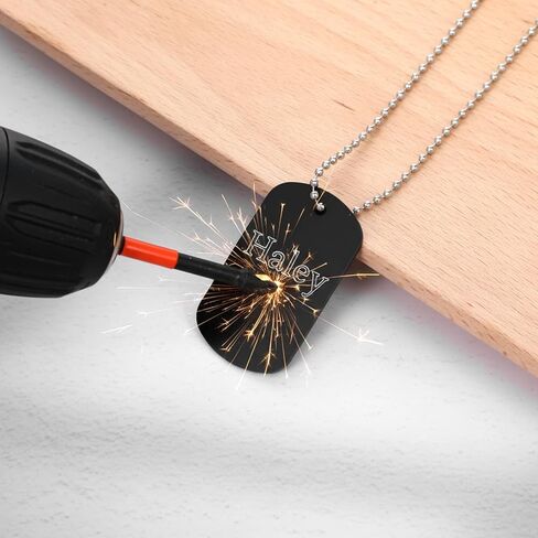 100 Pcs Black Anodized Aluminum Engraving Blank Dog Tags, Stamping Blanks, DIY Craft Metal Tags, Laser Engraving Blanks, Personalized Keychain Pendants in Saudi Arabia