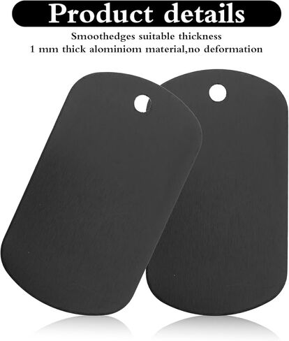 100 Pcs Black Anodized Aluminum Engraving Blank Dog Tags, Stamping Blanks, DIY Craft Metal Tags, Laser Engraving Blanks, Personalized Keychain Pendants in Saudi Arabia