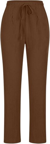 LRMQS Summer Cotton Linen Pants for Women 2026 Casual Drawstring Elastic Waist Trendy Trousers with Pockets Beach Clothes in Saudi Arabia