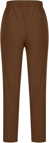 LRMQS Summer Cotton Linen Pants for Women 2026 Casual Drawstring Elastic Waist Trendy Trousers with Pockets Beach Clothes in Saudi Arabia