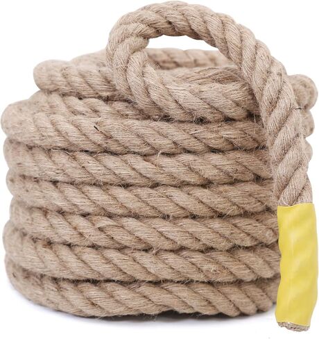 Jute Rope,1 inch x 50 FT Natural Twisted Manila Heavy Duty Hemp Ropes for Crafts,Swing for Tree,Gardening, Bundling, Hammock, Nautical, Tug of War, Railings, Home Decorating in Kuwait