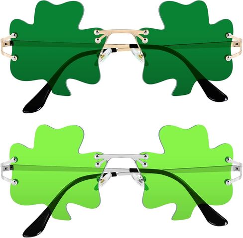 نظارات شمسية من Wzerry St. Patrick's Day للنساء والرجال، نظارات شمسية من طراز شامروك الأيرلندي باللون الأخضر بأربعة أوراق البرسيم للحفلات التنكرية in Saudi Arabia