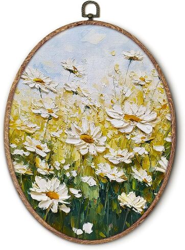 Hxlac Vintage Pink Cherry Blossoms Oval Wall Art Framed, Pink Sakura Flowers Oval Wall Decor, Cottagecore Floral Hanging Canvas Prints Wall Sculptures for Home Girl Bedroom Decor, 8.5x11.5 Inch in Saudi Arabia