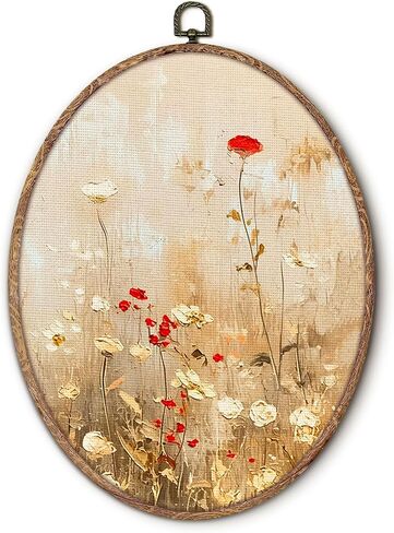 Hxlac Vintage Pink Cherry Blossoms Oval Wall Art Framed, Pink Sakura Flowers Oval Wall Decor, Cottagecore Floral Hanging Canvas Prints Wall Sculptures for Home Girl Bedroom Decor, 8.5x11.5 Inch in Saudi Arabia