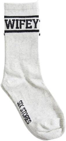 Wifey Socks for the Stylish Newlywed Chic | Soft, Comfy, Honeymoon Essential | Unique Gift for Wives on Anniversary, Birthday, Wedding | White with Silver Text in Saudi Arabia