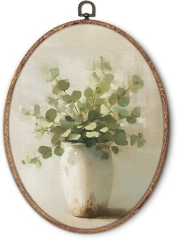 Hxlac Vintage Pink Cherry Blossoms Oval Wall Art Framed, Pink Sakura Flowers Oval Wall Decor, Cottagecore Floral Hanging Canvas Prints Wall Sculptures for Home Girl Bedroom Decor, 8.5x11.5 Inch in Saudi Arabia