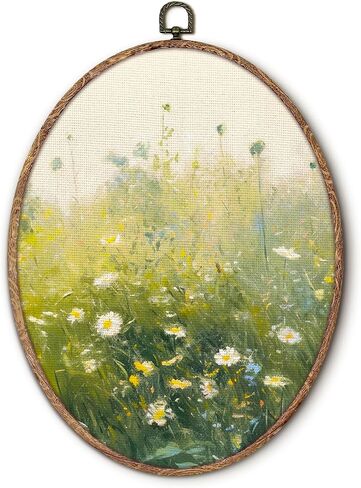 Hxlac Vintage Pink Cherry Blossoms Oval Wall Art Framed, Pink Sakura Flowers Oval Wall Decor, Cottagecore Floral Hanging Canvas Prints Wall Sculptures for Home Girl Bedroom Decor, 8.5x11.5 Inch in Saudi Arabia