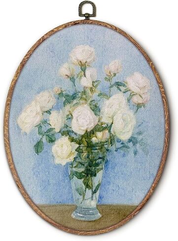 Hxlac Vintage Pink Cherry Blossoms Oval Wall Art Framed, Pink Sakura Flowers Oval Wall Decor, Cottagecore Floral Hanging Canvas Prints Wall Sculptures for Home Girl Bedroom Decor, 8.5x11.5 Inch in Saudi Arabia