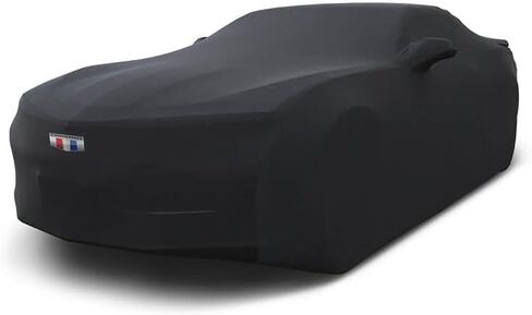 Moda Stretch Black Custom Car Cover, Fits Chevrolet Camaro Gen 6 (2016–2024), Officially Licensed Logo - Indoor Stretch-Fit Protection, Soft Fabric, Includes Storage Bag in Saudi Arabia
