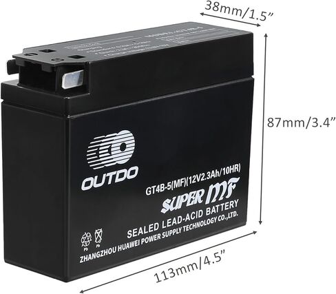 12V YT4B-5 GT4B-5 YT4B-BS Sealed AGM Battery for TTR50E, DRZ70, TTR90, JR50, TTR110, SR400, YJ50R Dirt Bikes Pit Bikes Motorcycle Scooter ATV - Maintenance-Free, Ready to Use in Saudi Arabia
