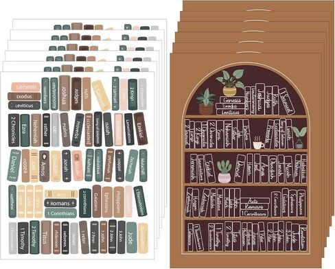 12pcs Bible Reading Tracker Stickers, Classic Bible Book Shelf Stickers Gifts for Christian & Books Lovers Study Supplies for Deeper Reading in The Book in Saudi Arabia