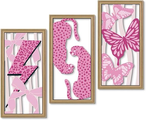 Putuo Decor Abstract Boho Wall Art Set of 3, Modern Geometric Design with Green, Pink, and Beige Tones for Living Room Bedroom Office, Minimalist Wooden Panel Decor in Saudi Arabia