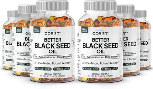 Organics Ocean Better Black Seed Oil Cold Pressed - Pure Nigella Sativa Oil for Immune Support - 5% Thymoquinone - Support Memory, Vitality, and Cellular Health in Saudi Arabia