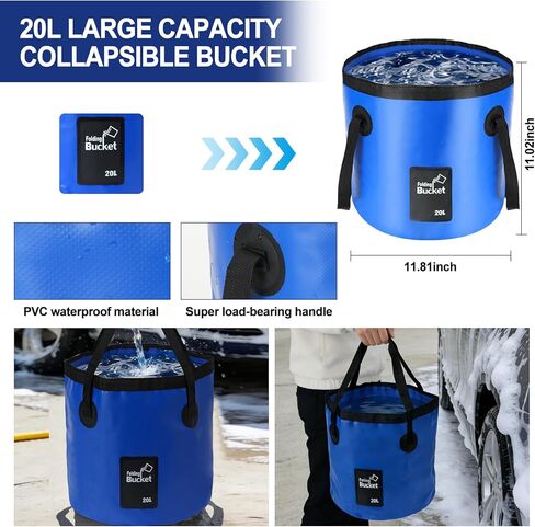 فرشاة غسيل السيارة مقاس 62 بوصة بمقبض طويل، طقم ممسحة غسيل السيارة خالية من الخدوش مع دلو غسيل السيارة، فرشاة إطار العجلة، منشفة قفاز الغسيل، ممسحة الزجاج الأمامي، مجموعة فرشاة تنظيف السيارة للسيارات RV Truck Boat in Kuwait