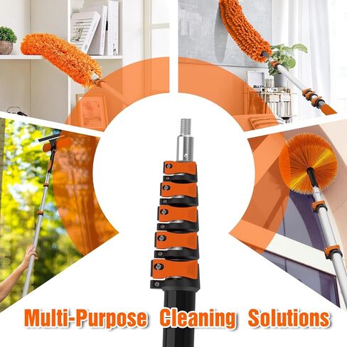 مجموعات منفضة سقف عالية 30 قدمًا مع عمود تمديد تلسكوبي 5-24 قدمًا - منظف شفرة المروحة، مزيل نسيج العنكبوت ومجموعة تنظيف النوافذ، فرشاة غبار قابلة للغسل للأسطح العالية والأسطح الزجاجية in Kuwait