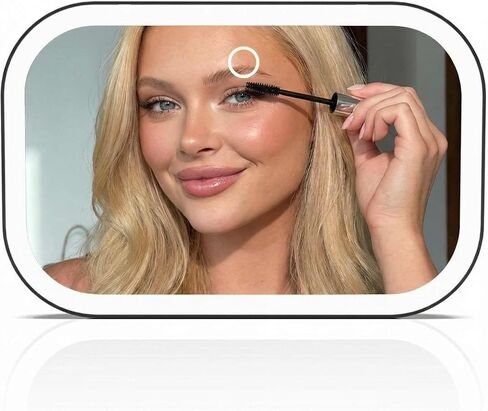 مرآة مكياج Fancii Car Sun Visor مع ضوء، قابلة لإعادة الشحن، 3 أوضاع للألوان، عاكسة للضوء، مرآة زينة بمشبك قابل للتعديل، ملاءمة عالمية، مسند مدمج (Juni 2) - أبيض in Kuwait