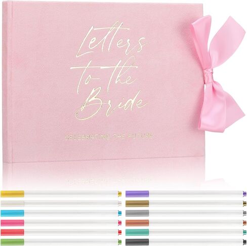 Eaasty 11.4 x 8.1 Inch Wedding Guest Book Letters to the Bride Scrapbook with 12 Pcs Pen 120 Page Wedding Memory Book Bridal DIY Scrapbook for Engagement Bridal Shower Party Supplies(Modern Style) in Saudi Arabia