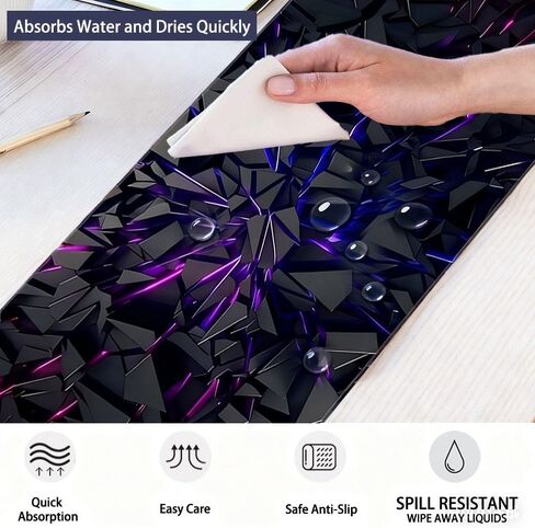 Extra-Large Black Mouse Pad - Rubber Base & Precision Edge Stitching - Durable Desk Mat for Gaming & Office Decor - Ideal Gift, Mouse Pads for Desk in Saudi Arabia
