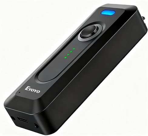 Eyoyo Bluetooth 2D Barcode Scanner Wireless with Clip, 2000mAh Battery with Level Indicator, Portable Mini QR Bar Code Reader for Library Book Inventory Compatible with Android Phone, iPad, iPhone in Saudi Arabia