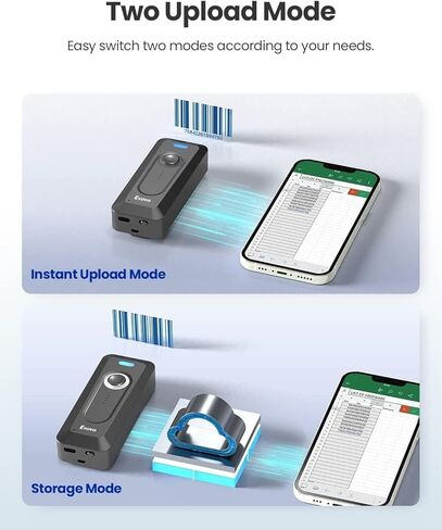 Eyoyo Bluetooth 2D Barcode Scanner Wireless with Clip, 2000mAh Battery with Level Indicator, Portable Mini QR Bar Code Reader for Library Book Inventory Compatible with Android Phone, iPad, iPhone in Saudi Arabia