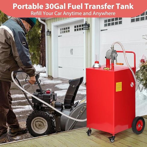 30 Gallon Fuel Caddy with Manual Pump,Portable Gasoline & Diesel Transfer Tank Heavy Duty Tank Gas with 4-Wheel for Cars,Boats in Saudi Arabia