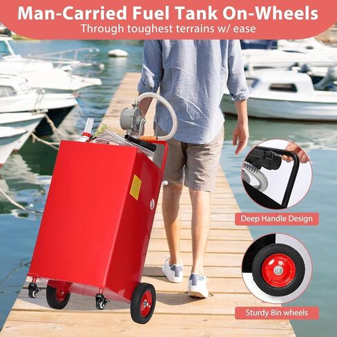 30 Gallon Fuel Caddy with Manual Pump,Portable Gasoline & Diesel Transfer Tank Heavy Duty Tank Gas with 4-Wheel for Cars,Boats in Saudi Arabia